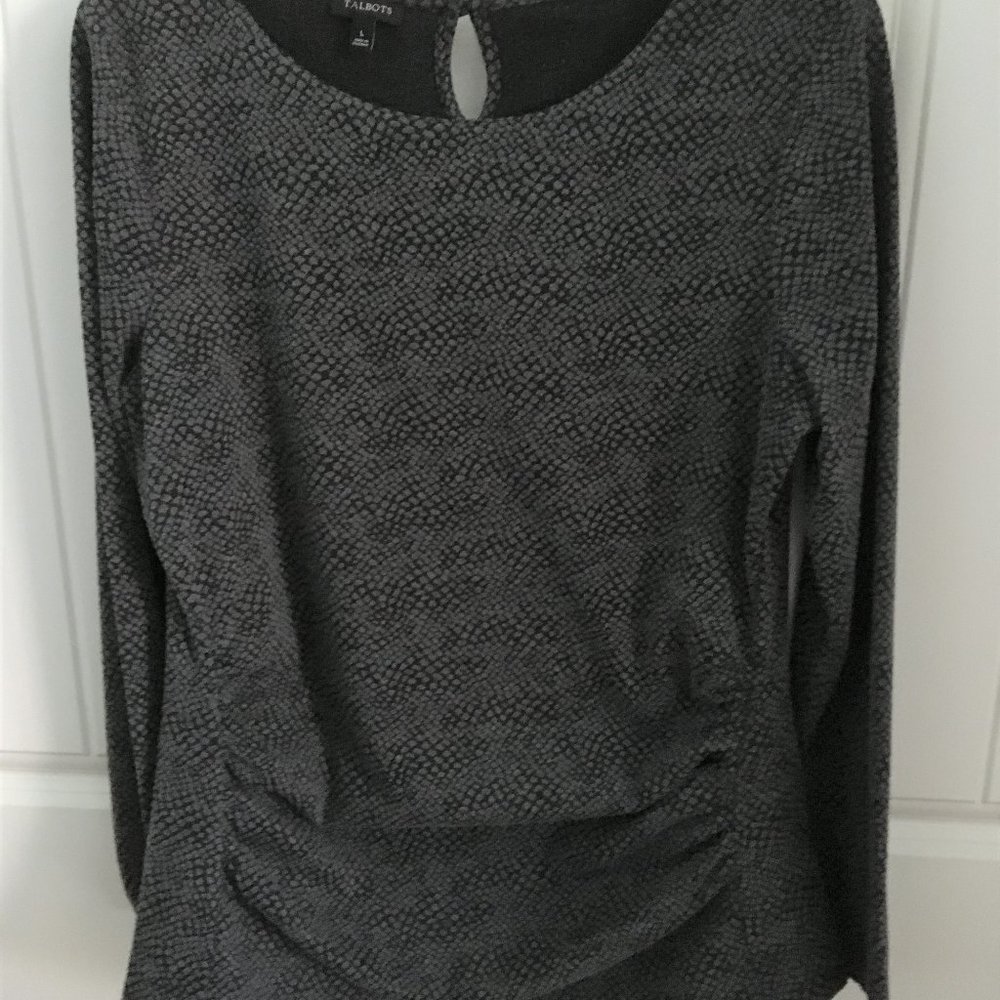 Talbots Faux Snakeskin Knit Long Sleeve Top